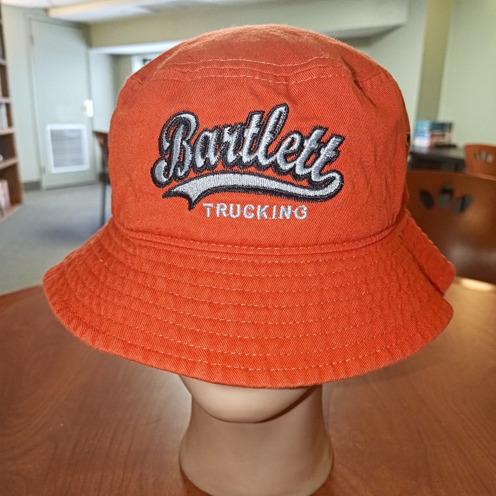 Bartlett Trucking LLC Embroidered Logo Bucket Orange Hat Cap
